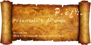 Prisznyák Ágnes névjegykártya